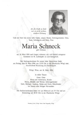 Schneck Maria geb. Golomic G