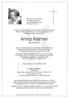 Krismer Anna geb. Hinterholzer G