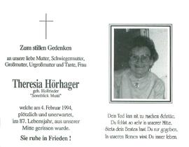 Hörhager Theresia geb. Hollrieder Sonnblick