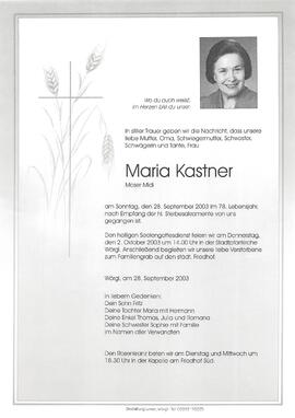 Kastner Maria geb. Moser G