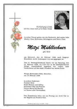 Mühllechner Mitzi geb. Kohl G