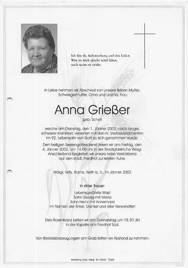 Grießer Anna geb. Scherl G