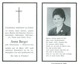 Berger  Anna geb. Oberhauser Hauserwirtin