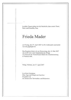 Mader Frieda G