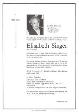 Singer Elisabeth geb. Feiersinger G