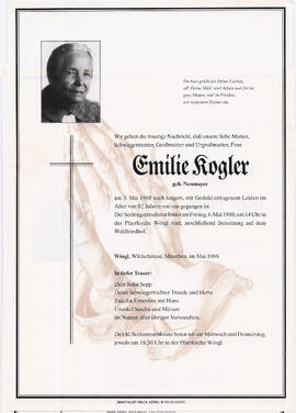 Kogler Emilie geb. Neumayer G