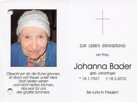 Bader Johanna geb Lahartinger