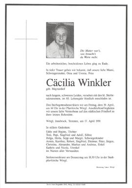 Winkler Cäcilia geb. Mayramhof G