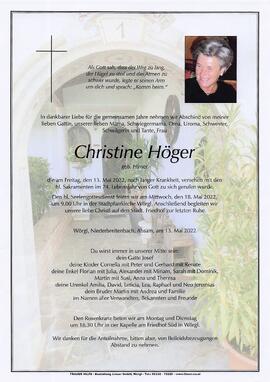 Höger Christine geb. Hirner G