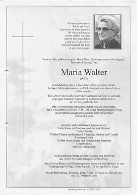 Walter Maria geb. Gut