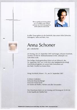 Schoner Anna geb. Lettenbichler G