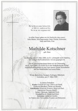 Kotschner Mathilde geb. Haas G