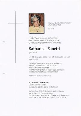 Zanetti Katharina geb. Hirtl