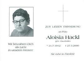 Hackl Aloisia geb. Haunholter