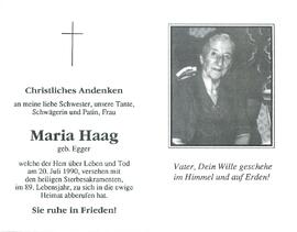 Haag Maria geb. Egger