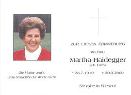 Haidegger Martha geb. Fuchs