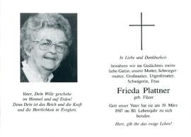 Plattner Frieda geb. Filzer