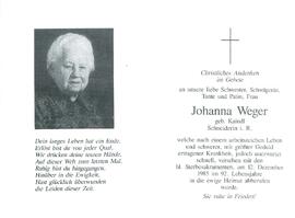 Weger Johanna geb. Kaindl