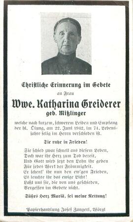Greiderer Katharina geb. Mißlinger