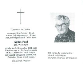 Paul Agnes geb. Wachinger