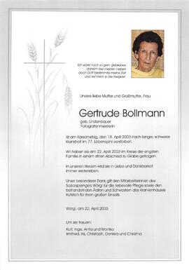 Bollmann Gertrude geb. Lindenbauer G
