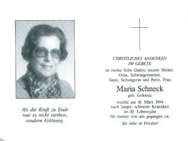 Schneck Maria geb. Golomic