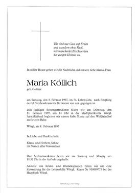 Köllich Maria geb. Gollner G
