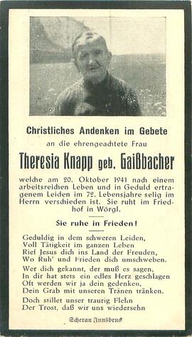 Knapp Theresia geb. Gaißbacher