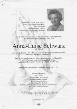 Schwarz Anna-Luise geb. Weigel G