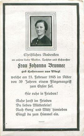 Brunner Johanna geb. Hohenauer