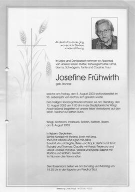 Frühwirth Josefine geb. Brunner
