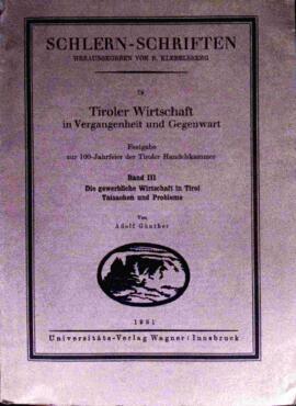 Schlern Schriften Tiroler Wirtschaft Band 3