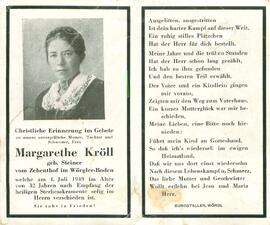 Kröll Margarethe geb. Steiner Zehenthof
