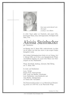 Steinbacher Aloisia geb. Wartlsteiner G