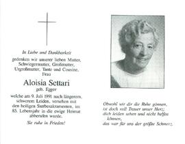 Settari Aloisia geb. Egger