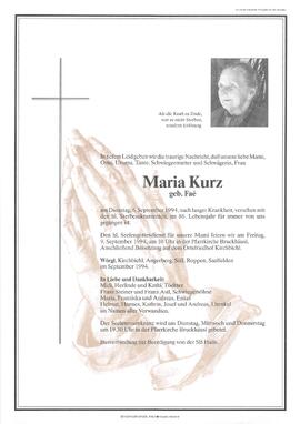 Kurz Maria geb. Fae' G