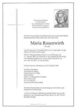 Rosenwirth Maria geb. Bai G
