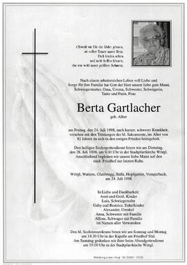 Gartlacher Berta geb. Alber G