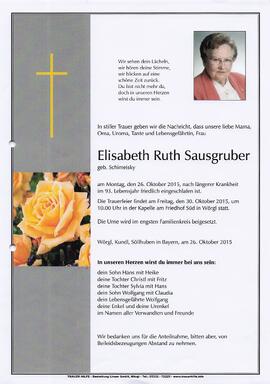 Sausgruberelisabeth Ruth geb. Schimeisky G