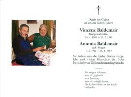 Baldemair Vinzenz und Antonia geb. Stöger