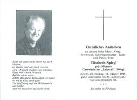 Spiegl Elisabeth geb. Mitterer