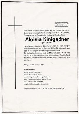 Kinigadner Aloisia geb. Schaiter G