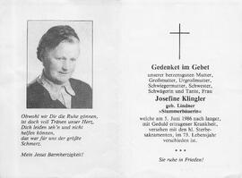 Klingler Josefine geb. Lindner