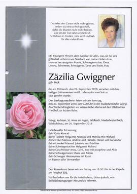 Gwiggner Zäzilia geb. Pock