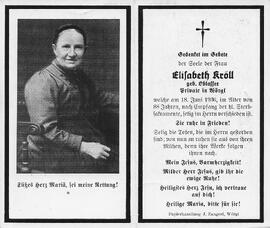 Kröll Elisabeth geb. Oblasser
