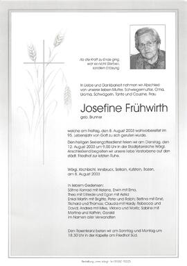 Frühwirth Josefine geb. Brunner G