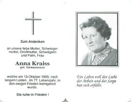 Kraiss Anna geb. Schwarzenauer