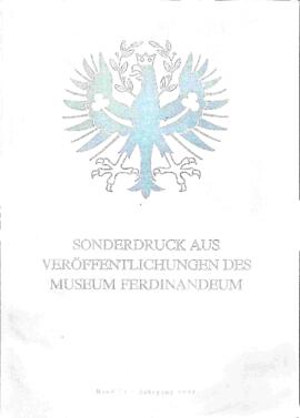 Sonderdruck aus Veröffentlichung des Museums Ferdinandeum