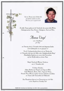 Vogl anna geb. Schedlbauer G