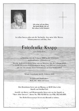 Knapp Friederike geb. Gamsenberg G